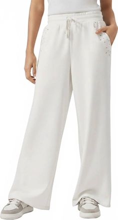 Splendid Embroidered Eyelet Sweatpant In White