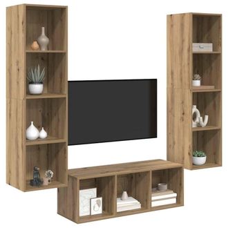 Berkfield Home TV Cabinet Set with Shelf 3 pcs Artisan oak 37 x 37 x 142.5 cm in Brown