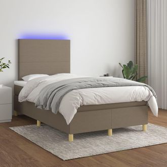 vidaXL Vidaxl - Cama Box Spring Con Colch&oacute;n Y Led Tela Gris Taupe 120x200 Cm