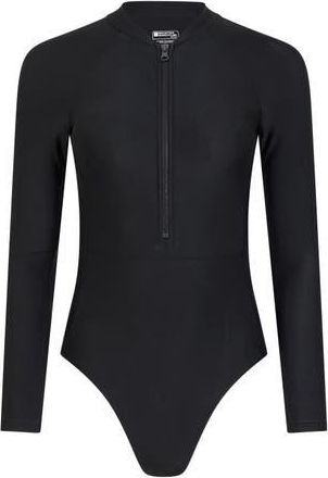 Mountain Warehouse Surfer Long-Sleeved One Piece Bathing Suit in Black at Nordstrom, Size 12