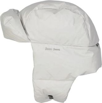 Herno Polyester Beanie met Geribbelde Gebreide Design - Heren - Hoeden - Wit - ONE Size - Polyester - Accessoires