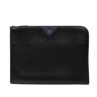 Prada Pre-owned Clutches, female, Black, Size: ONE SIZE Pre-owned Saffiano Clutch Bag