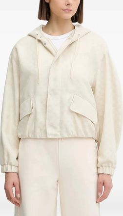 Guess Co logo-embroidered jacket - women - Fabric - L - Neutrals