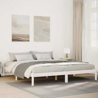 vidaXL Cama Extralarga Sin Colch&oacute;n Madera Maciza Pino Blanca 200x210cm Vidaxl