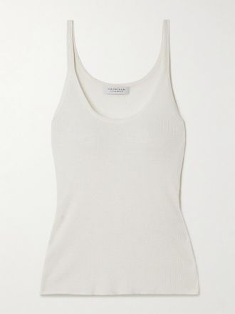 Gabriela Hearst Canotta In Misto Cashmere, Seta E Canapa A Coste Cinxia - Avorio