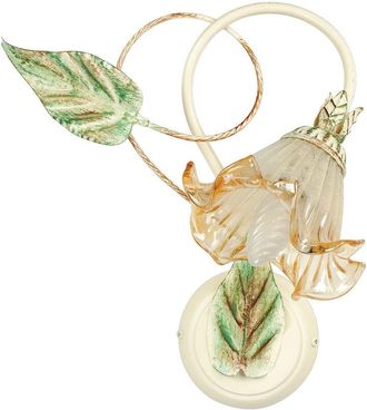 Fan Europe Applique primavera in metallo decorato a mano con diffusore in vetro - Avorio