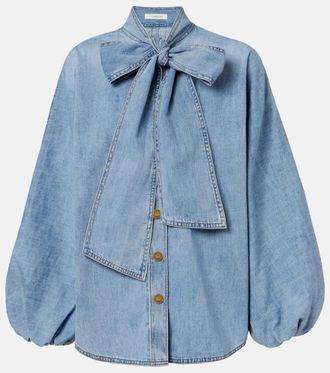 Zimmermann Blusa Indra de denim con lazada