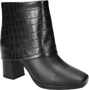 Easy Street Sutton Foldover Cuff Platform Bootie in Black-Croco at Nordstrom Rack, Size 9