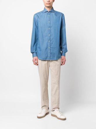 Brunello Cucinelli Brunello Cucinelli Mens Denim Cotton Shirt - Light Blue - Size X-Large