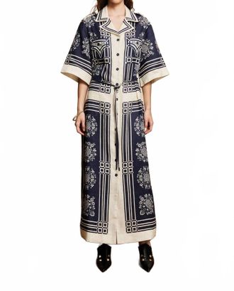 Alemais Banderra Linen Shirtdress In Navy