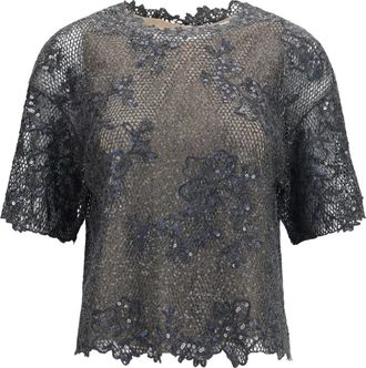 Brunello Cucinelli Top con paillettes - - Blouses & Shirts - Donna - Grigio - L