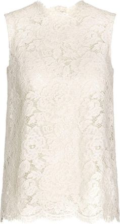 Dolce & Gabbana floral-lace sleeveless top - women - Silk/Cotton/Nylon/Rayon/Spandex/Elastane/Spandex/Elastane - 36 - White