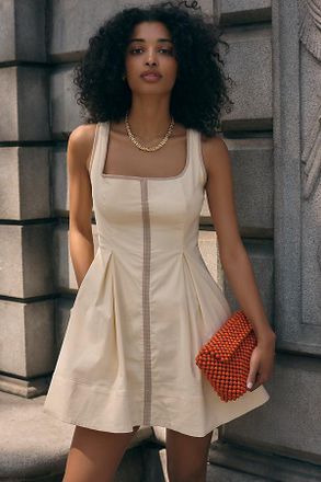 Maeve Arlette Square-Neck Piped Mini Dress by Maeve