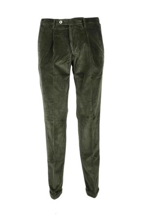 Michael Coal Tailored Military Green Cotton Modal Stretch Trousers