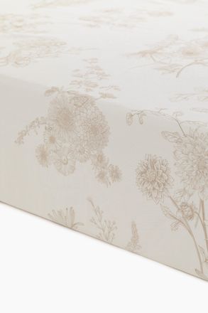 H&M Gemustertes Spannbettlaken aus Satin - Beige