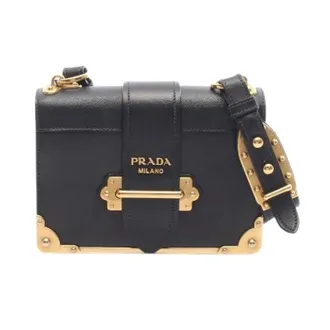 Prada Pre-owned Cross Body Bags, female, Black, Size: ONE SIZE Pre-owned Cahier Saffiano Leather Shoulder Bag