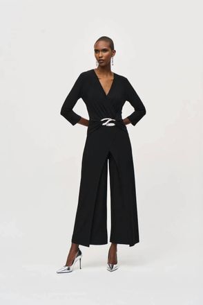 Joseph Ribkoff Sloane Silky Knit Wrap Jumpsuit In Black