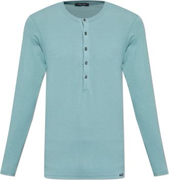 Tom Ford Lange ondergoed T-shirt met lange mouwen - Heren - Longsleeves - Blauw - XS - Katoen - Tops
