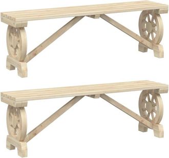 vidaXL Bancos De Jard&iacute;n 2 Unidades Madera Maciza De Abeto Vidaxl