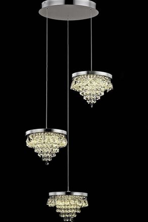 Netlighting Essonne 3 Light LED Chrome Cluster Pendant Ceiling Light