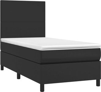 vidaXL Vidaxl - Cama Box Spring Y Colch&oacute;n Led Cuero Sint&eacute;tico Negro 90x200 Cm