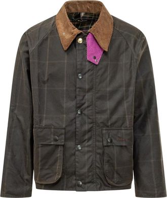 Barbour Jassen, Heren, Bruin, S, Katoen, Transport Windowpane Waxed Jacket