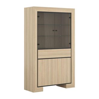 Petits Meubles Mueble vajillero 4 puertas 1 caj&oacute;n estratificado marr&oacute;n Negro