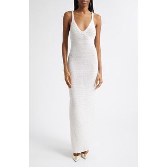 Balmain Dentelle V-Neck Sweater Dress in 0Ka Natural at Nordstrom, Size 10 Us