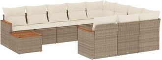vidaXL Set De Sof&aacute;s De Jard&iacute;n 11pzas Con Cojines Rat&aacute;n Sint&eacute;tico Beige Vidaxl