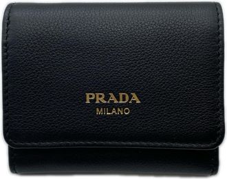 Prada Black Leather Wallet (Tri-Fold) (Pre-Owned)