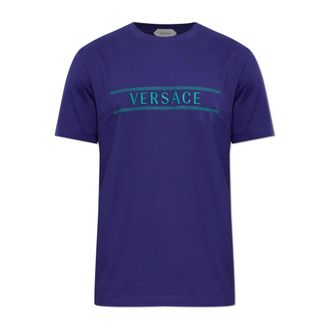 Versace Heren, Tops, Blauw, Maat: XL Katoen