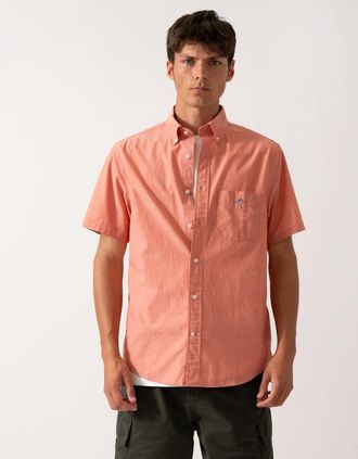 GANT Mens GANT Mens Regular Fit Short Sleeve Poplin Shirt - 845 Deep Orange - Size: 38/Regular