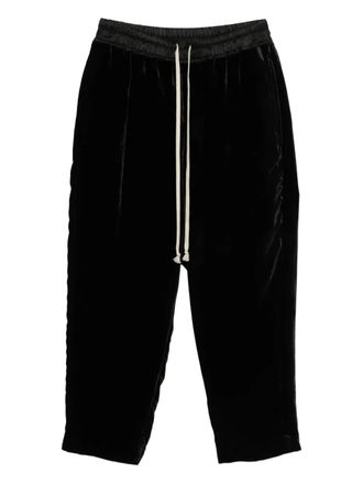 Rick Owens Pantaloni in velluto con coulisse - Nero