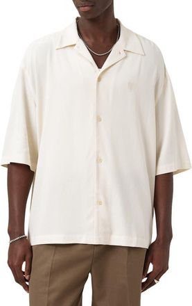AllSaints Rialto Camp Shirt in Jetstream White at Nordstrom, Size Xx-Large