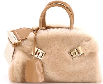 Ferragamo Hug Top Handle Bag Shearling XS