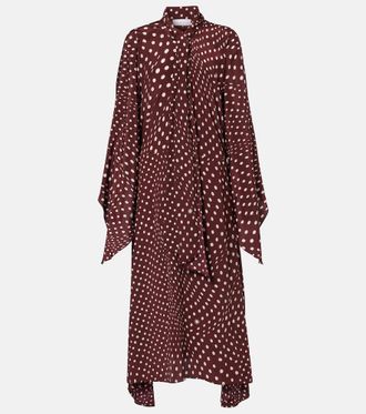 Stella McCartney Polka-dot tie-neck silk midi dress