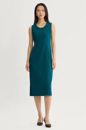 Ming Wang Stretch Deco Crepe Sheath Midi Dress in Deep Teal at Nordstrom, Size X-Small