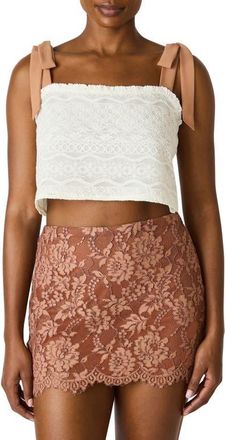 Steve Madden Georgianna Floral Lace Tie Shoulder Crop Top in Light Cream at Nordstrom, Size X-Small