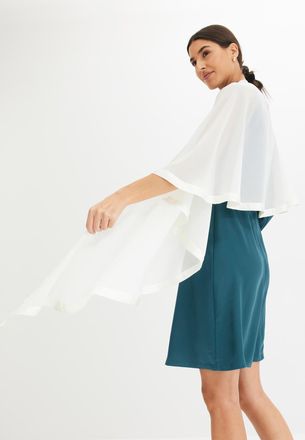 Bonprix Strickponcho BONPRIX Poncho-Schal, Damen, weiss (cremewei&szlig;), Obermaterial: 100% Polyester, l&auml;ssig geschnitten, Pullover Strickponcho, aus Polyester, l