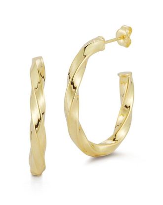 Chloe and Madison Chloe And Madison 14K Over Silver Bold Oval Twist Hoops