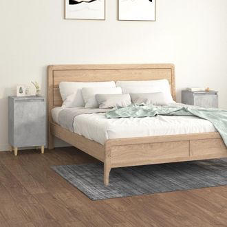 vidaXL Comodini 2 Pz Grigio Cemento 40x35x70 Cm In Legno Multistrato - Vidaxl