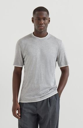 Brunello Cucinelli T-shirt with faux-layering in Grey at Nordstrom, Size Xxx-Large Eu