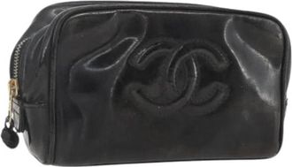Chanel Pre-owned Vintage Leren Clutch - Dames - Vintage Clutch - Zwart - ONE Size - Leer - Vintage