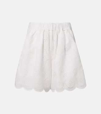 Faithfull The Brand Fondaco broderie anglaise scalloped shorts
