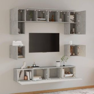 Berkfield Home Classic 8 Piece TV Cabinet Set Concrete Grey Engineered Wood