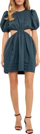 English Factory Cutout Puff Sleeve Cotton Minidress in Amazon at Nordstrom, Size X-Small