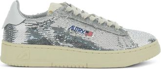 Autry sequin embellished sneakers - women - Polyester/Nylon/Calf Leather/Calf Leather/Cotton/Nylon/Rubber - 37 - Silver
