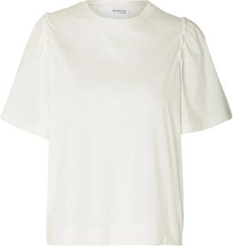 Selected Tops, Dames, Wit, M, Katoen, Ruffle Tee met Snow White Design