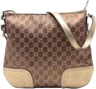 Gucci Pre-owned Shoulder Bags, female, Brown, Size: ONE SIZE Pre-owned Canvas Crossbody Bag