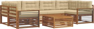 vidaXL Conjunto De Sof&aacute;s De Exterior 7 Uds. Natural Y Beige Vidaxl
